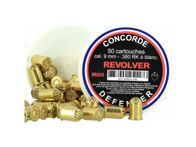 MUNITIONS BLANC CALIBRE 9mm R CONCORDE DEFENDER