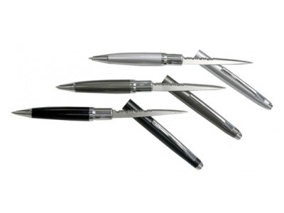 Stylo lame couteau discrète (coloris : gris, argenté ou  noir)