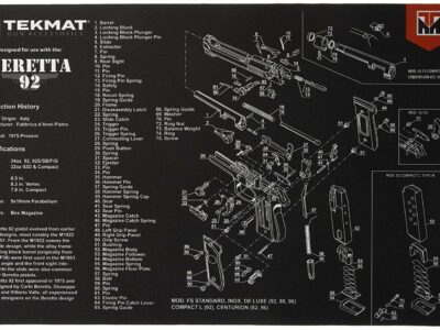 TAPIS DE DÉMONTAGE TEKMAT POUR PISTOLET ( VISUEL BERETTA 92 )