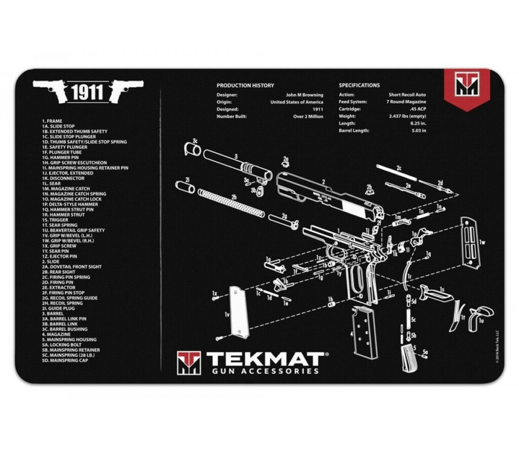 TAPIS DE DÉMONTAGE TEKMAT POUR PISTOLET ( VISUEL 1911 )