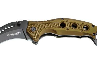 KARAMBIT PLIANT "BLACK SCORPION" MANCHE ALU ANODISÉ BRONZE
