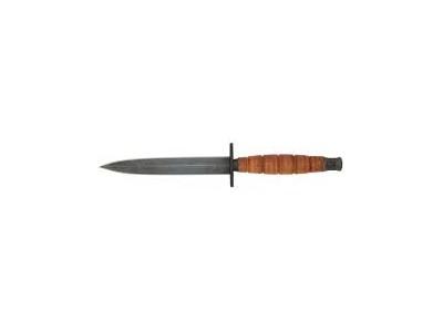 DAGUE DE COMBAT LAME NOIRE MANCHE CUIR