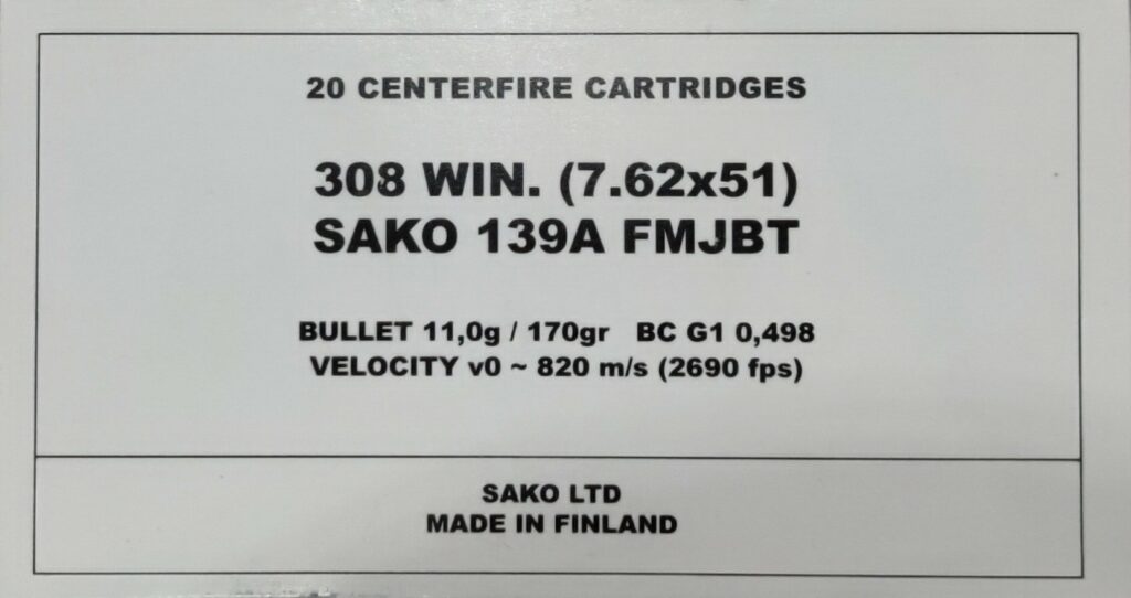 308win SAKO MILITAIRE FMJBT (LOCK BASE) 170GR PAR 20