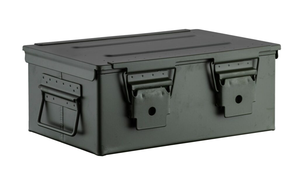 CAISSE A MUNITIONS METAL VERTE 33X22X13