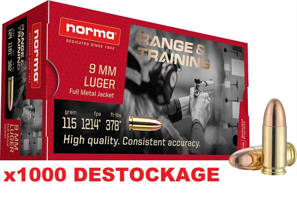 NORMA MUNITIONS 9X19 115 GRAINS FMJ X1000 DESTOCKAGE