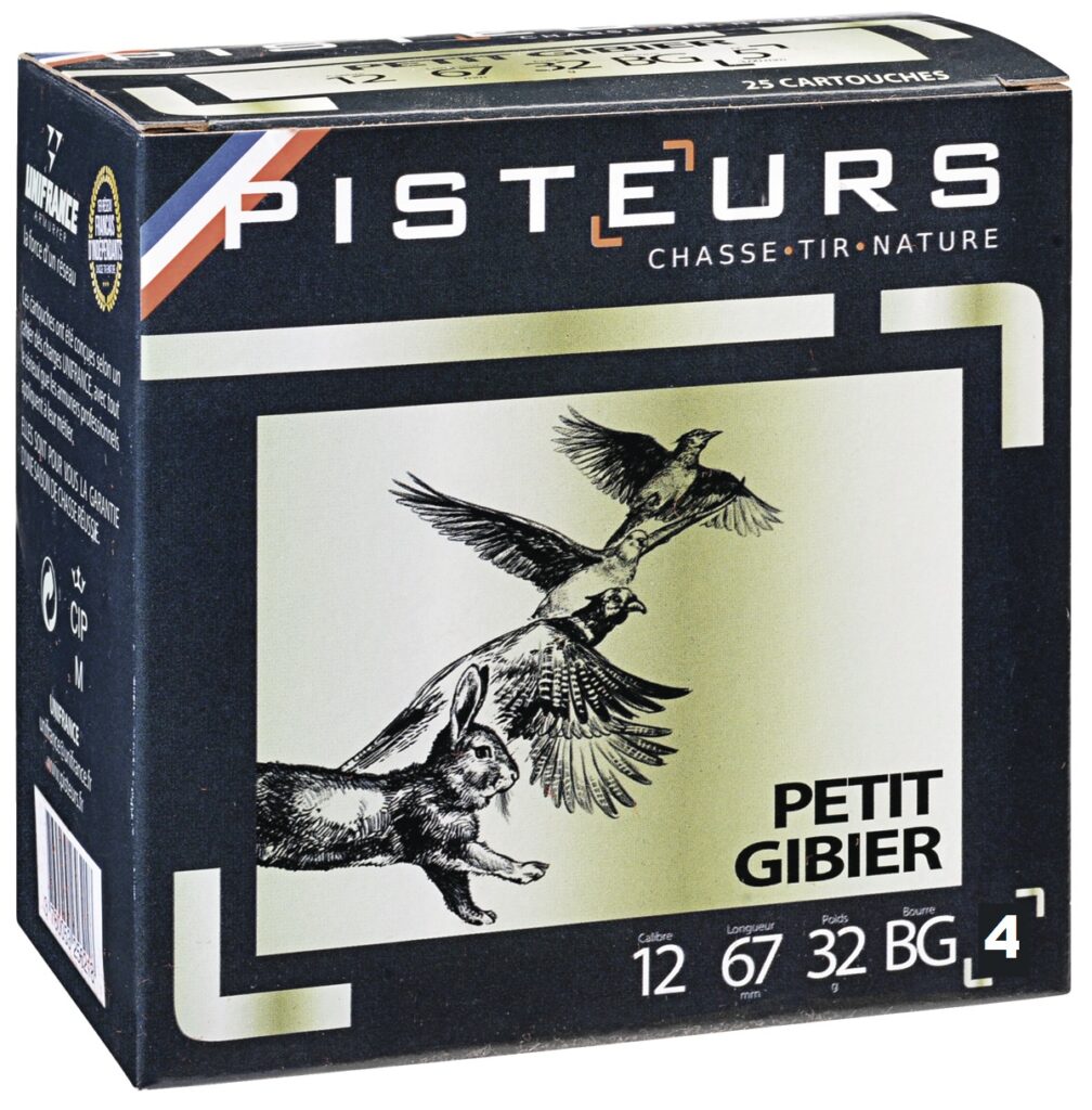 CARTOUCHES PISTEURS PETIT GIBIER CAL.12/67 N° 4 32 G BOURRE GRASSE BTE 25