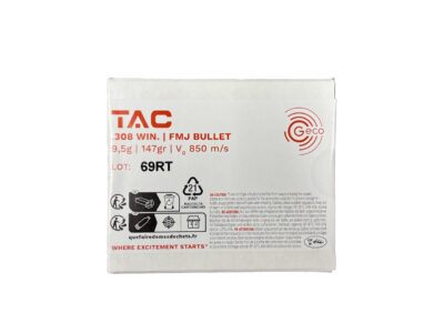 308 WINCHESTER FMJ GECO TAC 147 GRAINS LA BOITE DE 20