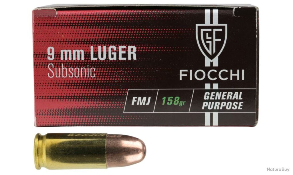 FIOCCHI MUNITIONS 9X19 158 GRAINS SUBSONIC